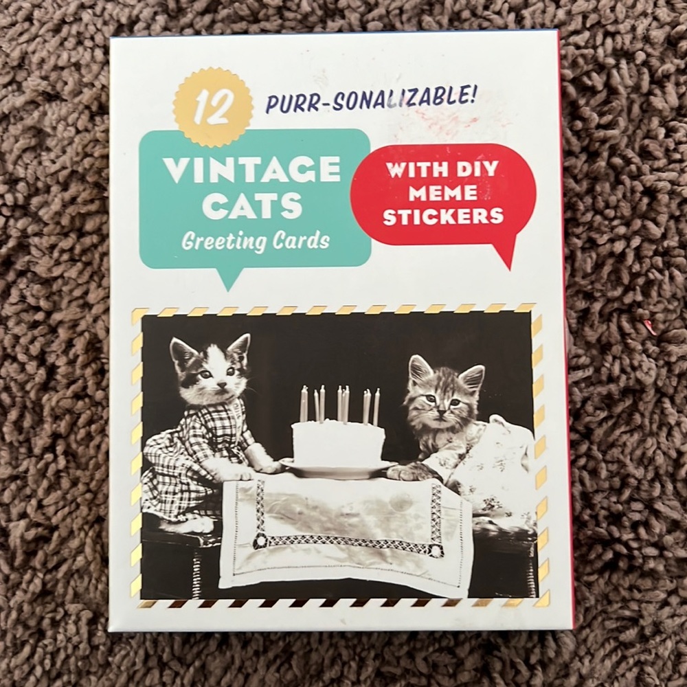 Vintage Cats Greeting Cards with DIY Meme Stickers